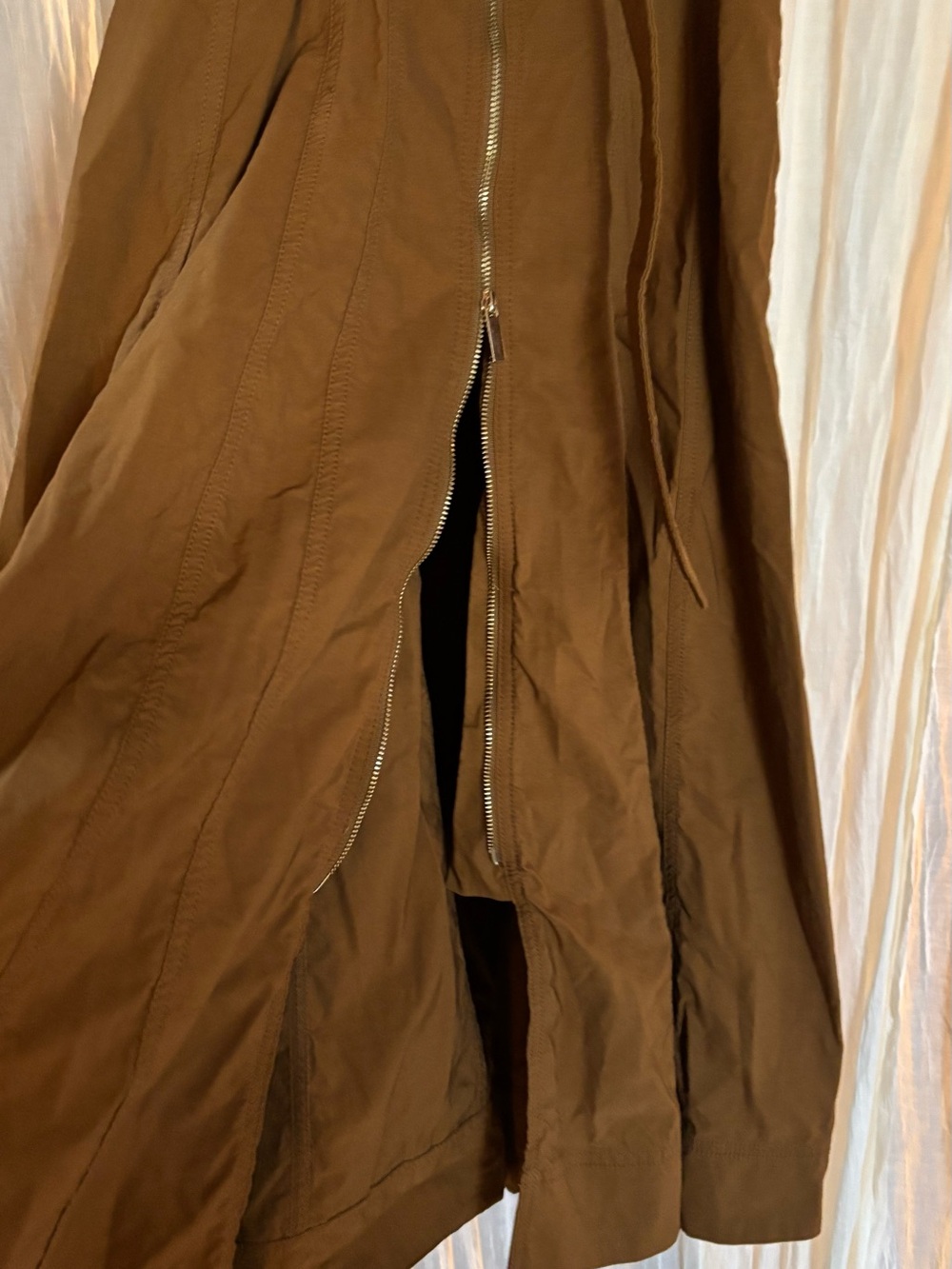 Anthropologie Brown Zip-Front Belted Midi Dress - Picture 3 of 6